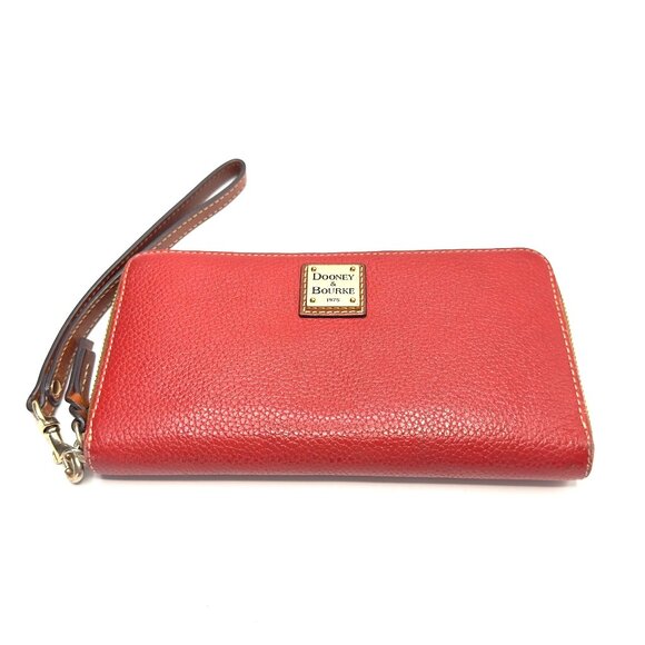 Dooney & Bourke Red Pebble Leather Wallet with Detachable Wristlet—EUC - Picture 1 of 13